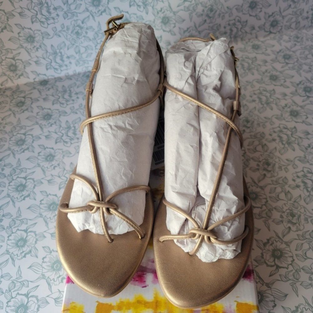 NIB Anthropologie Daydream Gold Strappy Sandals | 6 - Picture 3 of 4